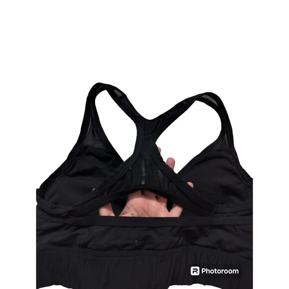 Pink victoria secrets ultimate lightly lined black sports bra wrap meshh size L - Picture 4 of 7